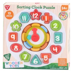Houten Sorteer Vormen - en Leerklok  - 13dlg.>Playgo Hot
