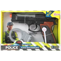 Politie Pistool Licht en Geluid met Handboeien-Toi-Toys Sale