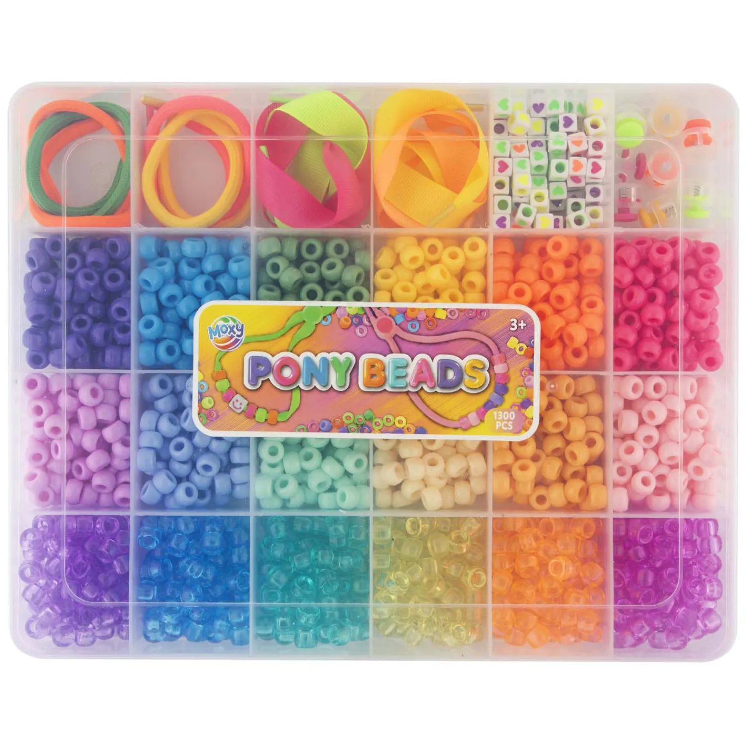 Pony Beads & Accessoires in Opbergdoos, 18 Kleuren-Creative Craft Group Hot