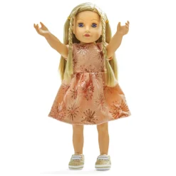 Poppen Glitterjurk Rose Gold, 28-35 cm>Heless Best