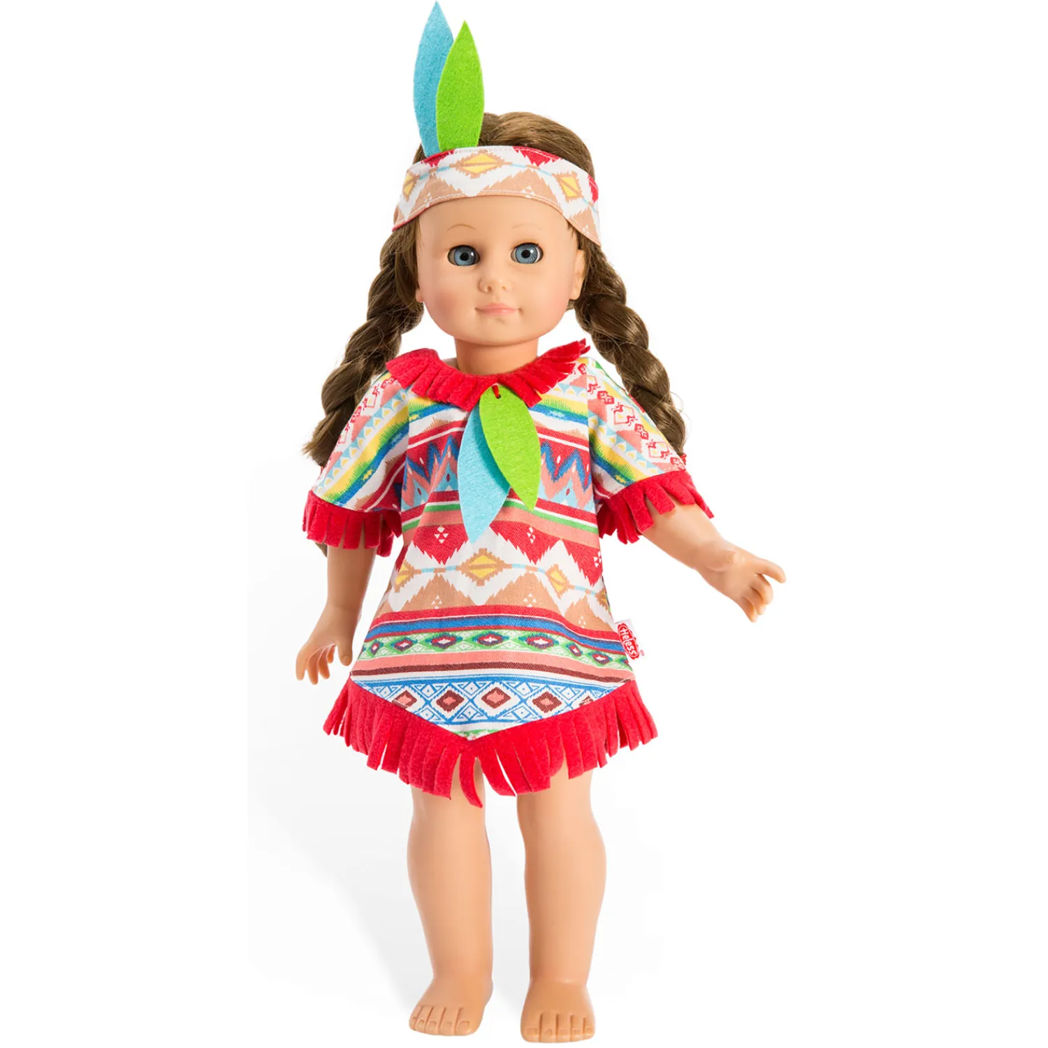 Poppen Indianenset Blauwe Veren, 28-35 cm-Heless Online