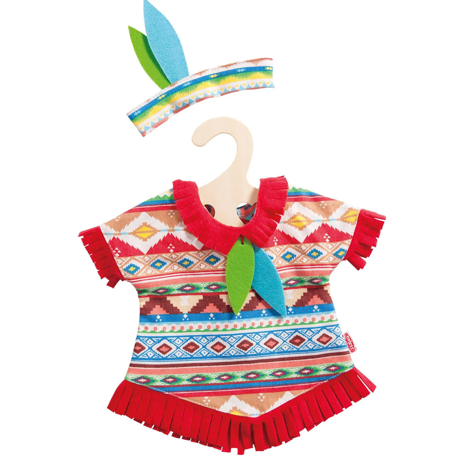 Poppen Indianenset Blauwe Veren, 28-35 cm-Heless Online