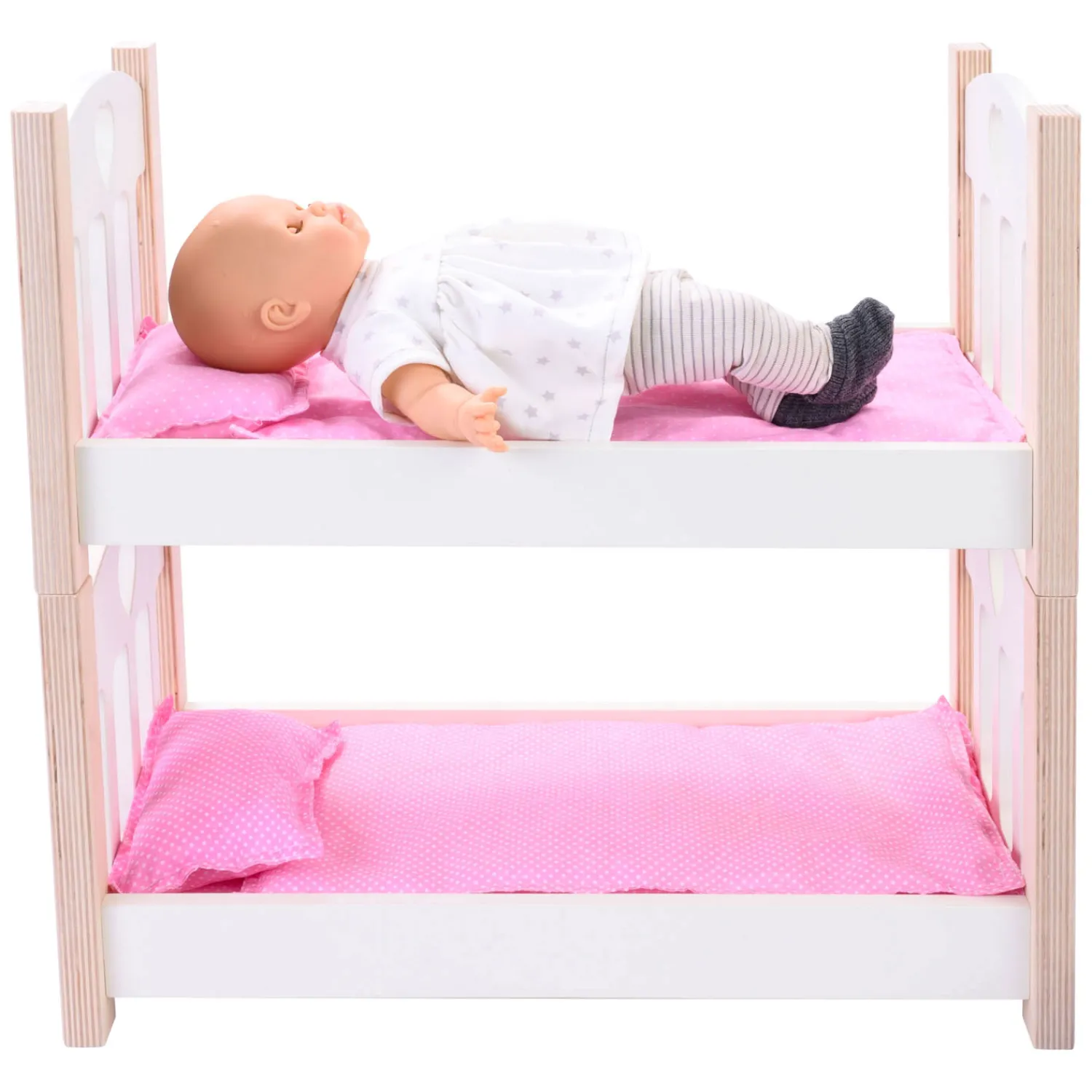 Poppen Stapelbed Roze/Wit- Sale