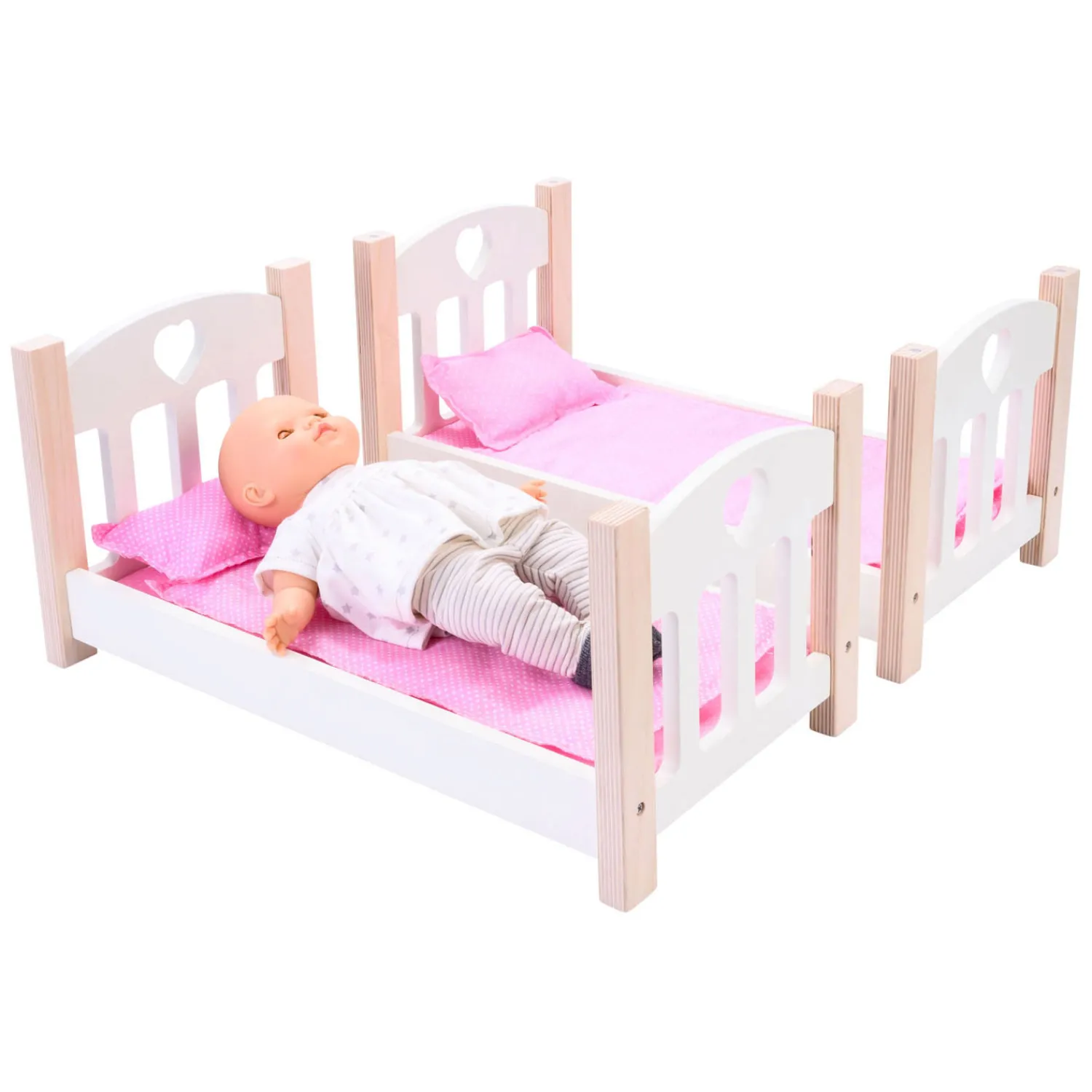 Poppen Stapelbed Roze/Wit- Sale