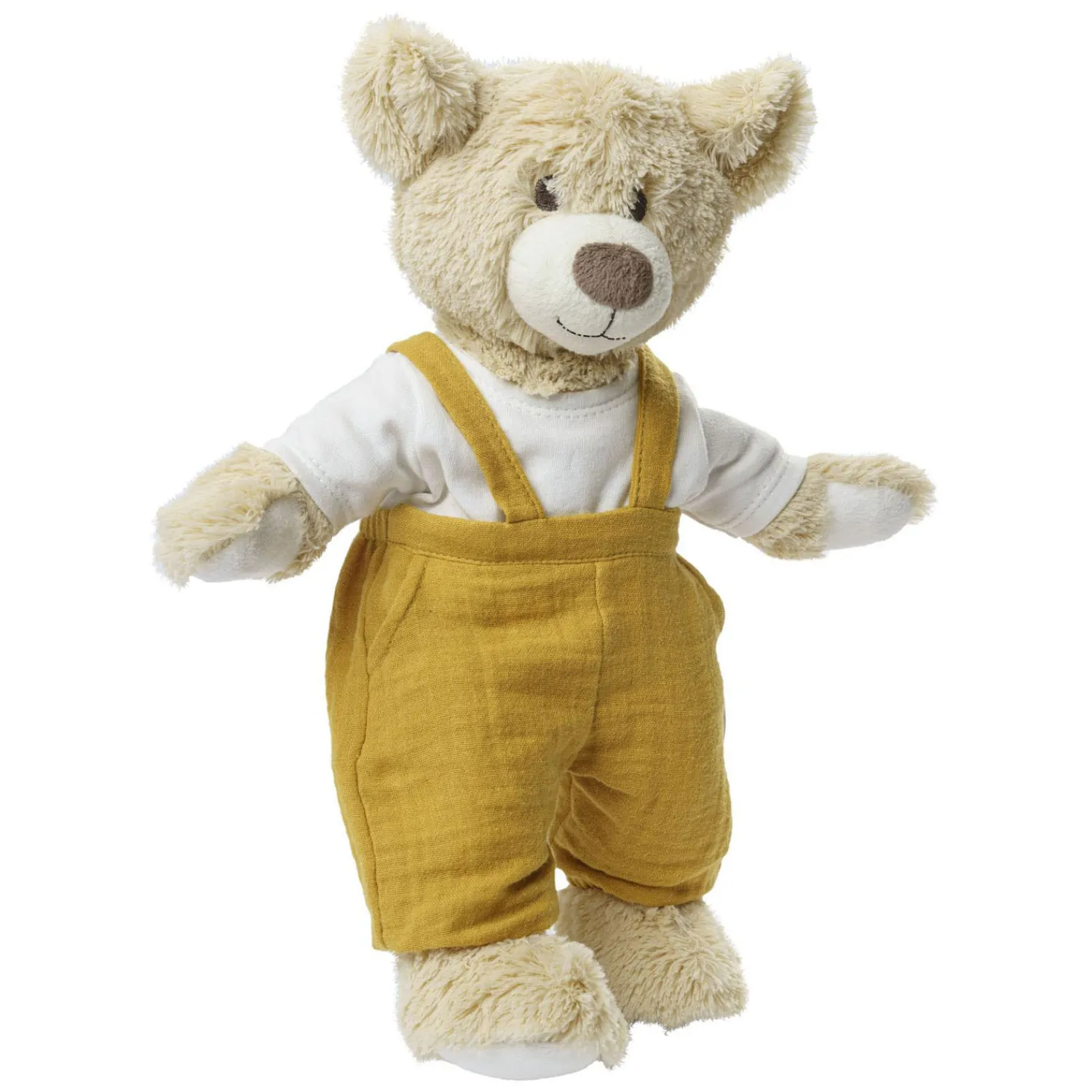 Poppen Tuinbroek Okergeel, maat 28-35 cm-Heless Sale