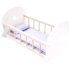 Poppenbedje Schommelwieg, Grijs/Wit- Best