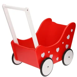 Playwood Poppenwagen Rood met Hartjes Discount