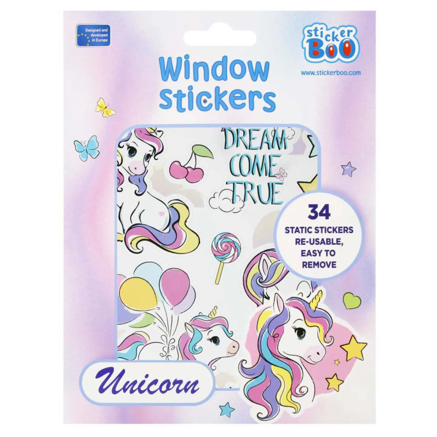 Raamstickers Eenhoorn, 16x21cm> New