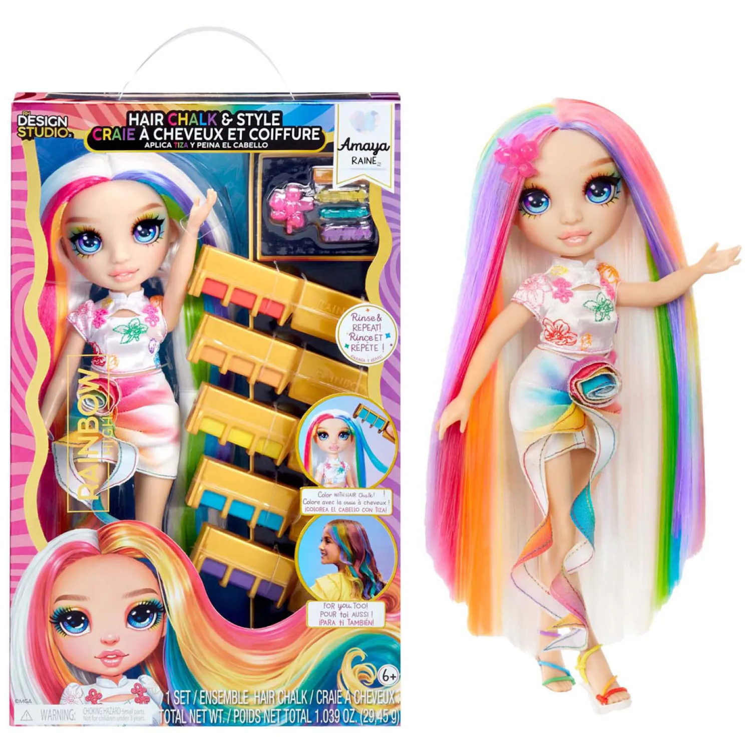 Rainbow High Modepop met Haarkrijt - Amaya Regenboog-MGA Entertainment New