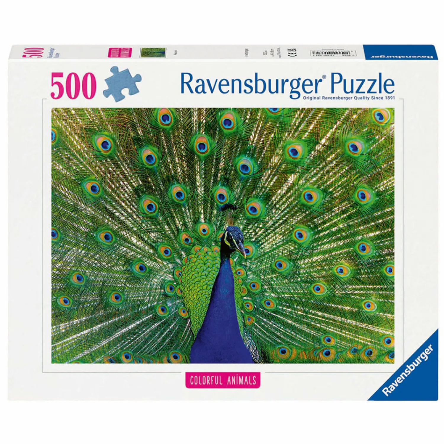 Ravensburger Legpuzzel Colorful Animals Pauw, 500st. Sale