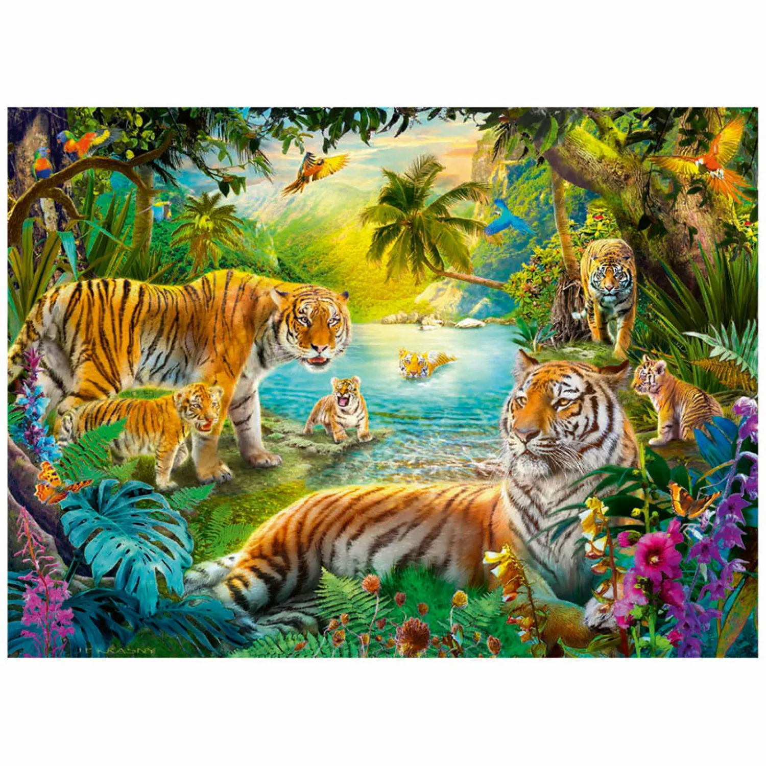 Legpuzzel Tijgerfamilie in de Oase - 500st.>Ravensburger Online