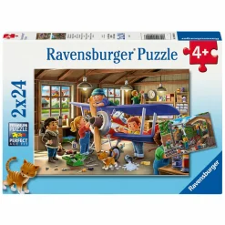 Ravensburger Legpuzzel Vliegtuig en Trein Reparatie, 2x24st. Sale