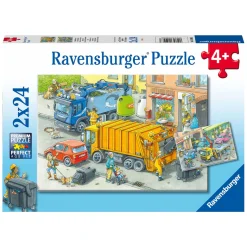 Ravensburger Legpuzzel Vuilniswagen en Sleepwagen, 2x24st. New