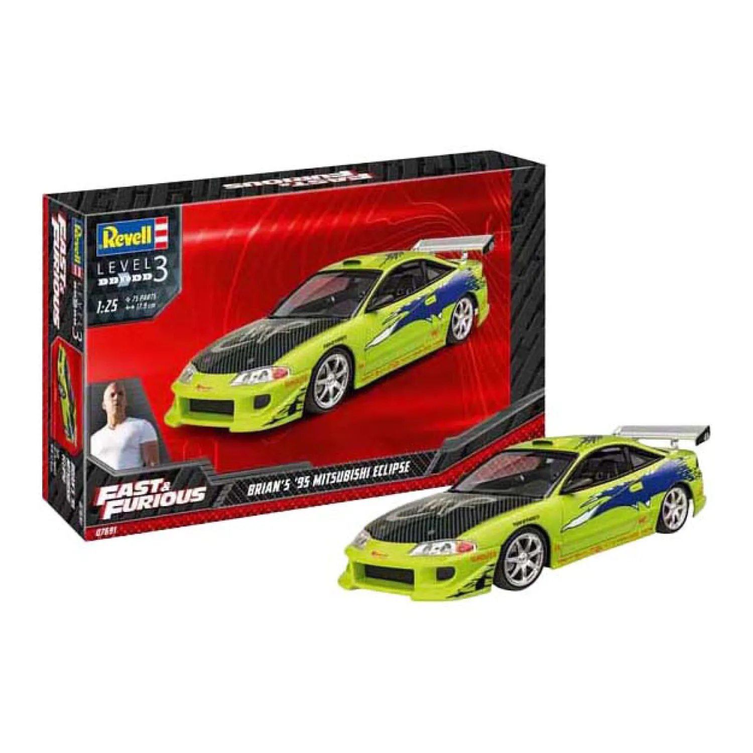 Modelbouwpakket Fast & Furious - Brian's 1995 Mitsubishi Eclipse 1:25 - 75dlg.>Revell New
