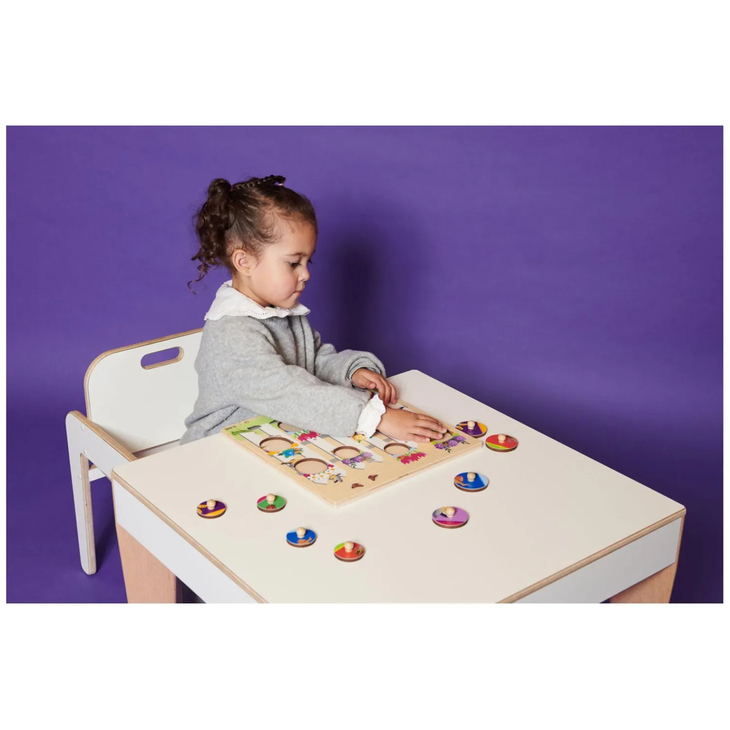 Rolf - Houten Noppenpuzzel Bloemen, 10st. Best