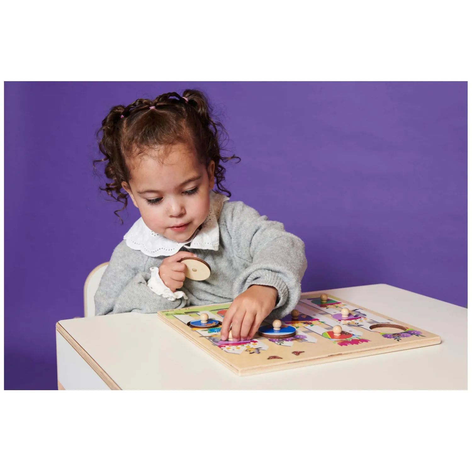 Rolf - Houten Noppenpuzzel Bloemen, 10st. Best