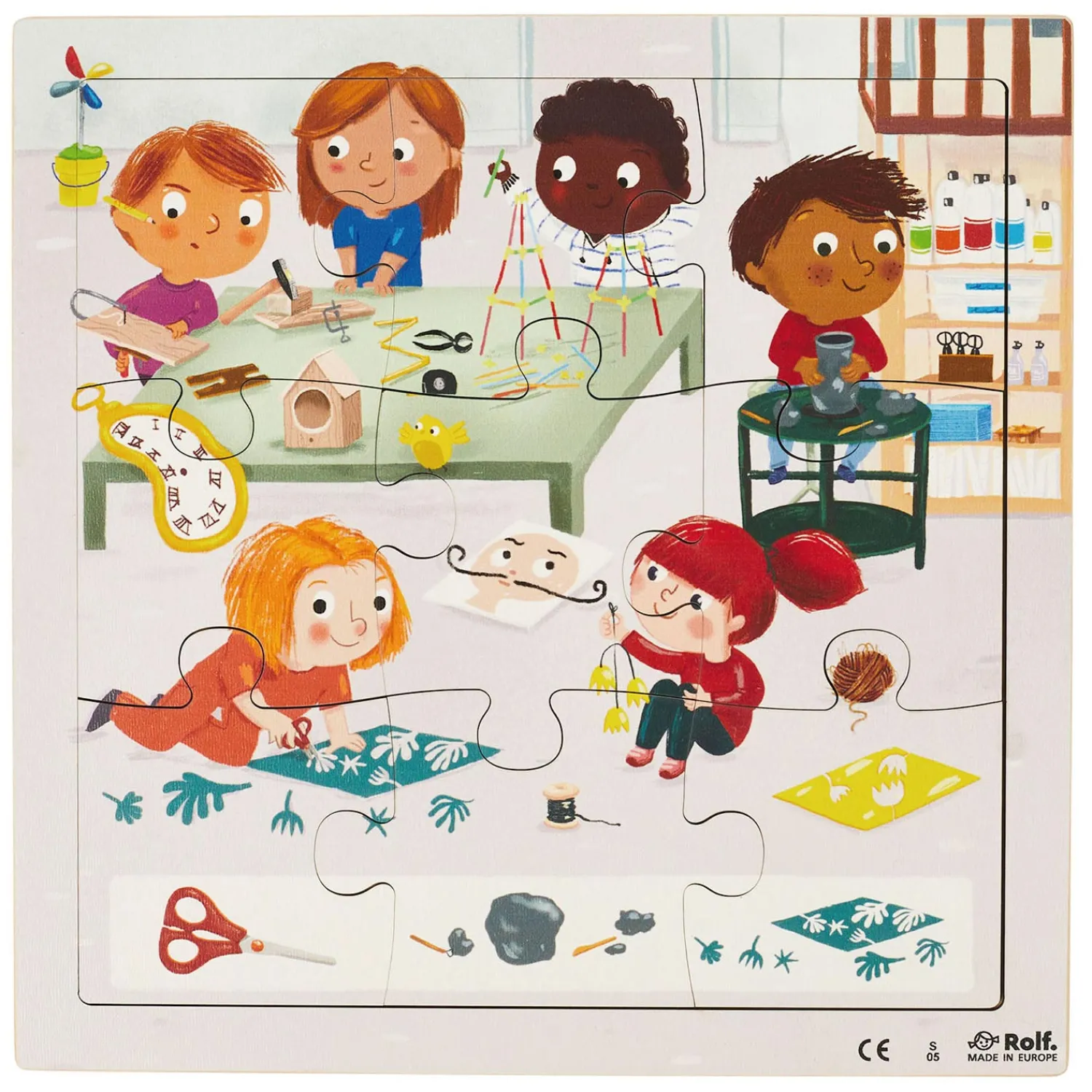 - Houten Noppenpuzzel Serie Kunst, Set van 3-Rolf Clearance