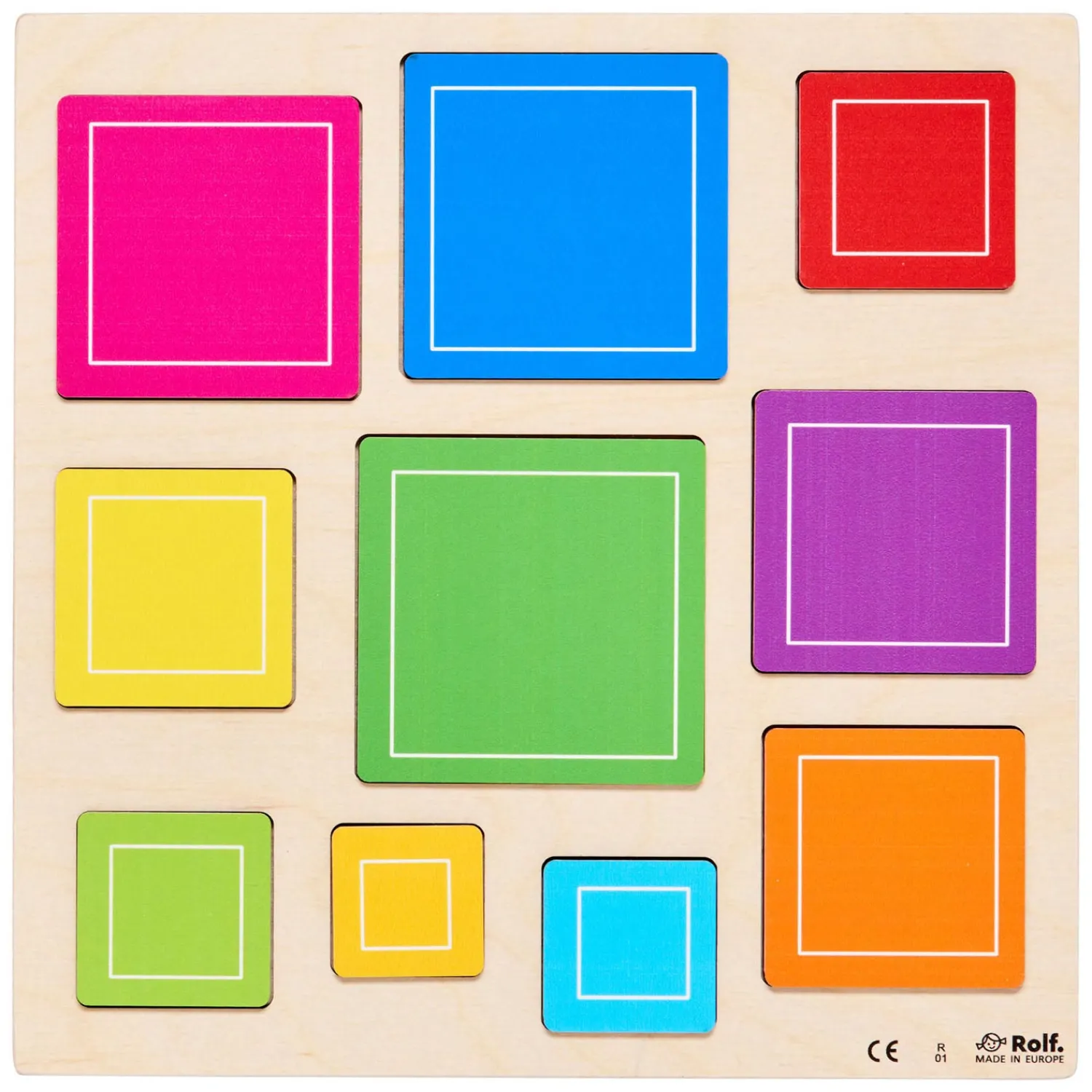 - Relief Houten Vormenpuzzel Ontdek Vierkanten, 10st.-Rolf Best