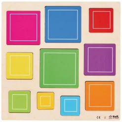 - Relief Houten Vormenpuzzel Vierkant en Driehoek, Set van 2>Rolf Sale
