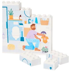 Rolf More - Houten Verticale Blokpuzzel Badkamer - 28st.- Hot