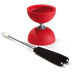 Rubber Diabolo met Aluminium Stokken - Rood-Eureka Discount