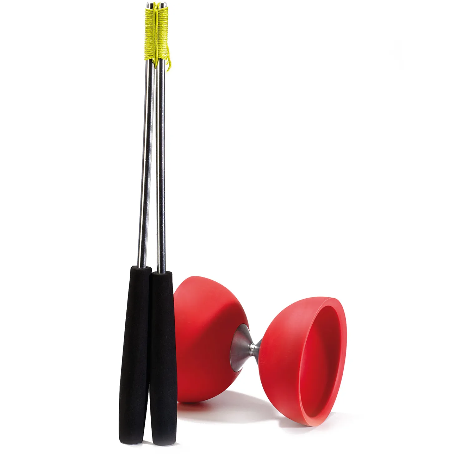 Rubber Diabolo met Aluminium Stokken - Rood-Eureka Discount