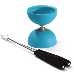 Rubber Diabolo met Aluminium Stokken - Lichtblauw-Eureka Sale