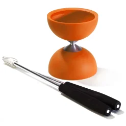 Rubber Diabolo met Aluminium Stokken - Oranje>Eureka Best