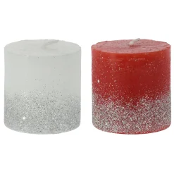 Rustieke Kaarsen met Glitters, 24st.- New