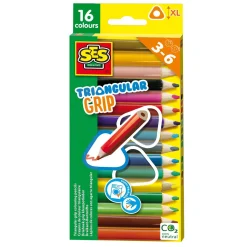 Driehoek Grip Kleurpotloden, 16st.-SES Outlet