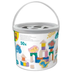 Houten Bouwblokken Dino's, 50st.>SES Discount