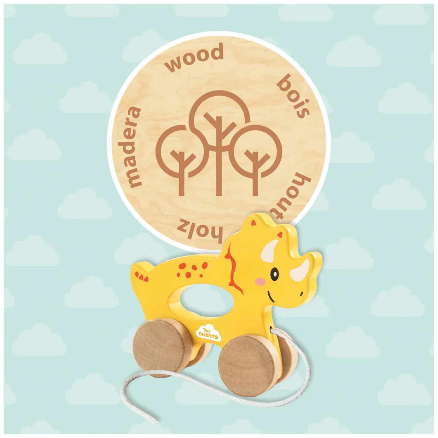 Houten Trekdier 2 in 1 - Triceratops-SES New