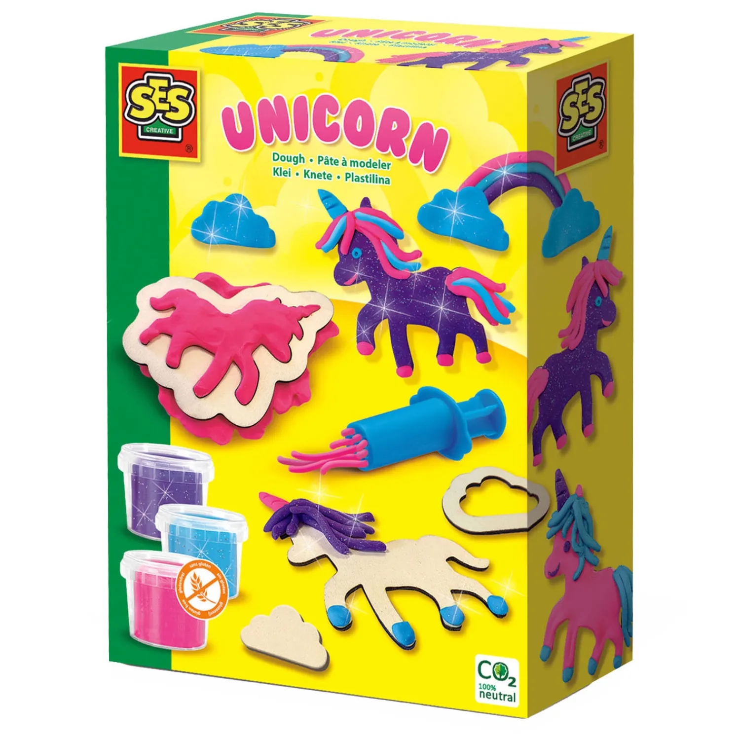 Klei - Unicorns Neon Glitter - 3 Kleipotjes-SES Discount