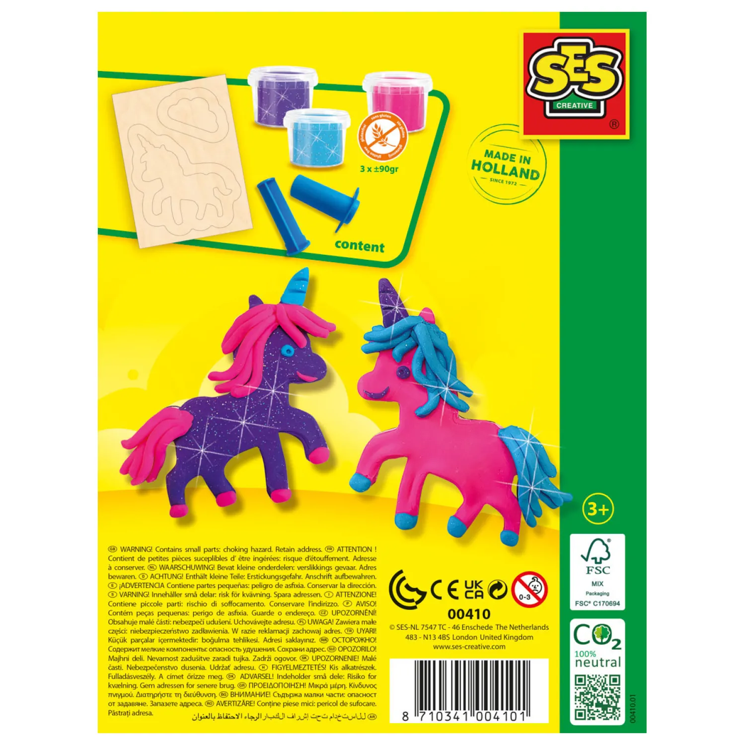 Klei - Unicorns Neon Glitter - 3 Kleipotjes-SES Discount