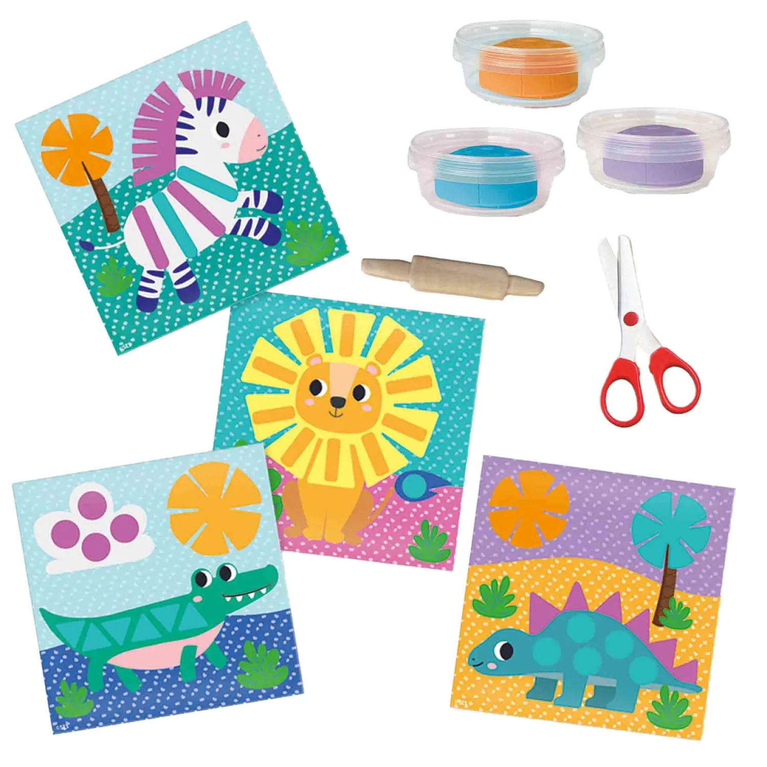 Klei Vormen Knippen - 3 Kleipotjes>SES Discount