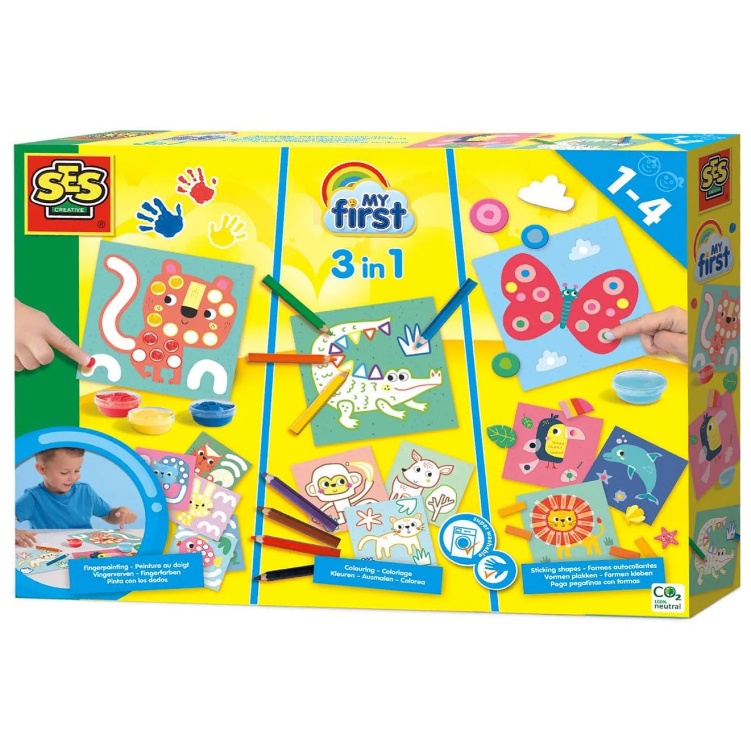 My First - 3in1 Vingerverven, Kleuren, Vormen Plakken-SES New