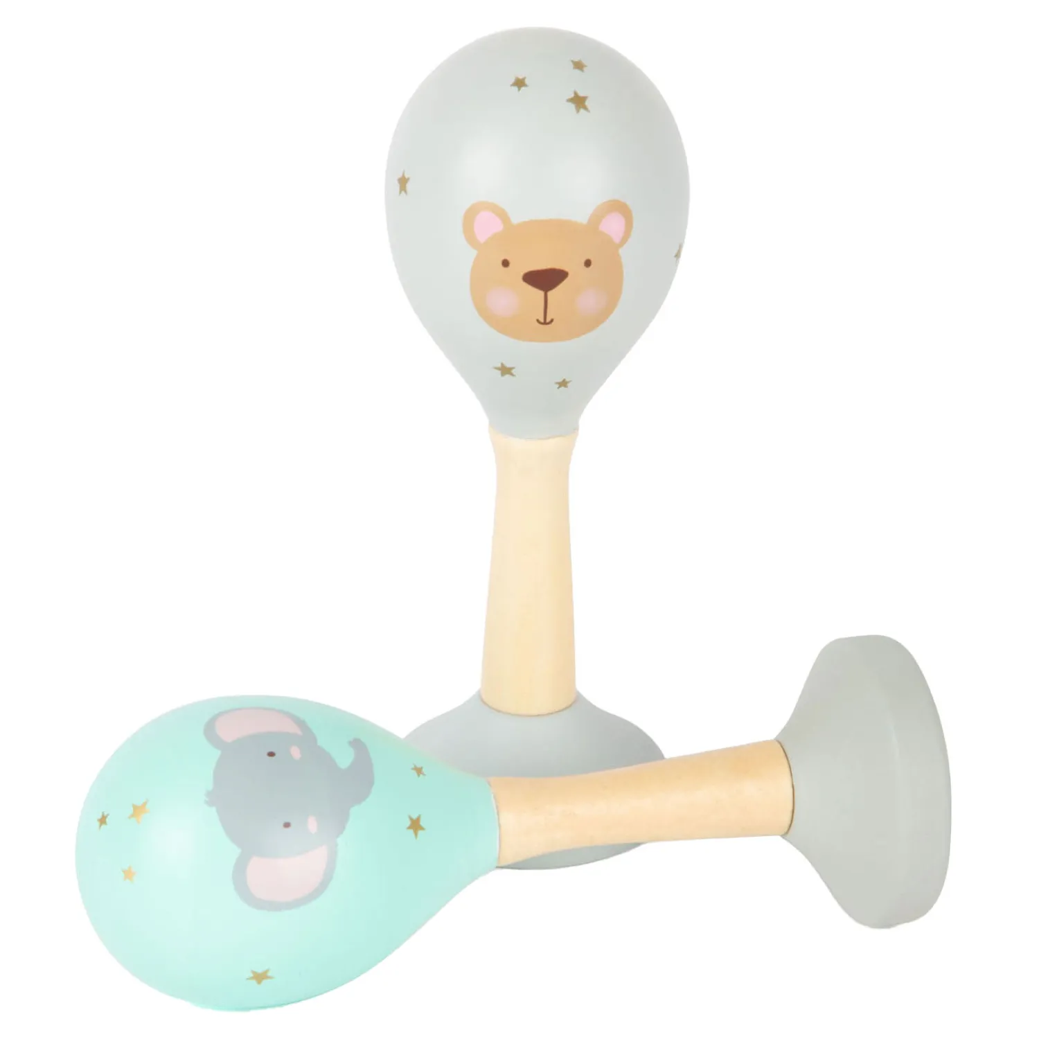 Small Foot - Houten Baby Rammelaar Maracas Dier, Set van 2 New