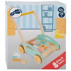 - Houten Baby  Walker Loopwagen met Blokken Pastel, 35dlg.-Small Foot Online