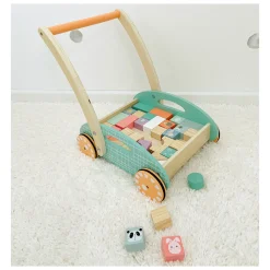 - Houten Baby  Walker Loopwagen met Blokken Pastel, 35dlg.-Small Foot Online
