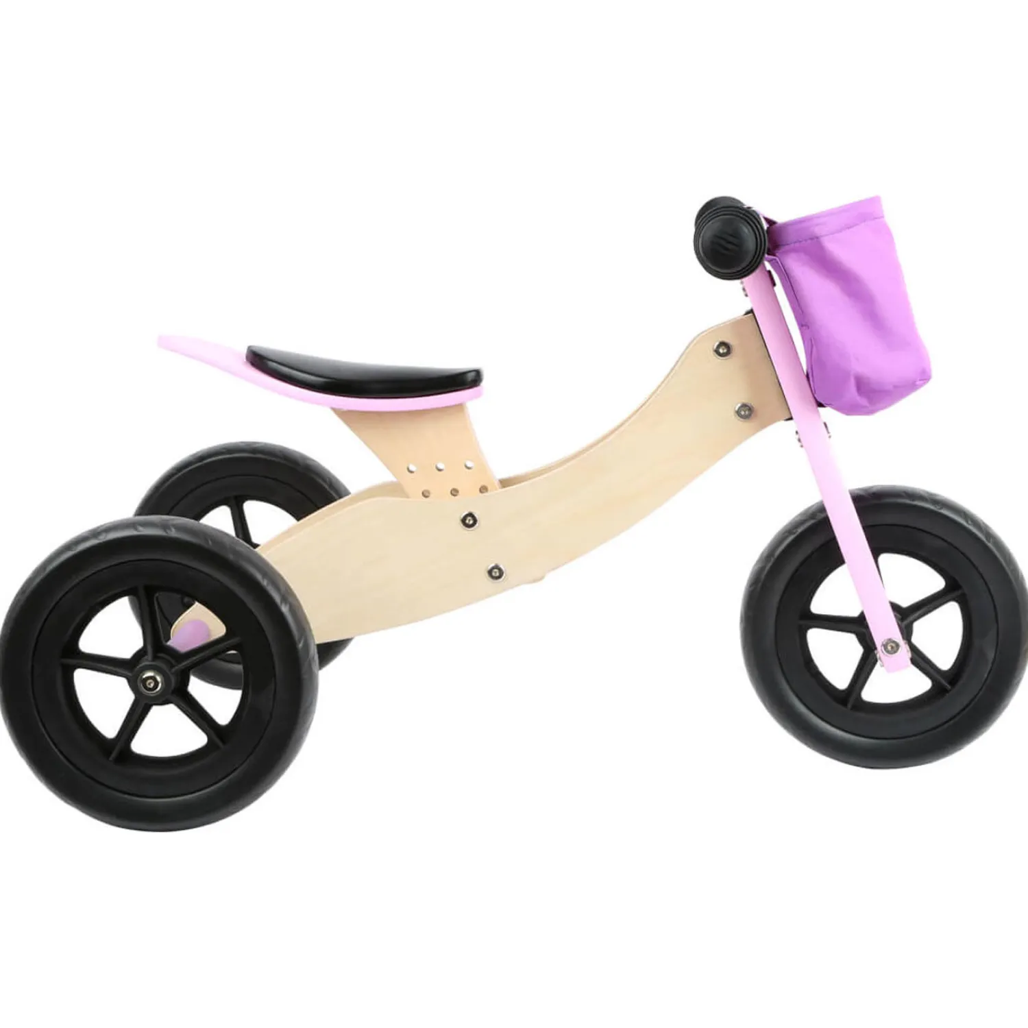 Small Foot - Houten Driewieler en Loopfiets 2in1 Maxi Roze Best