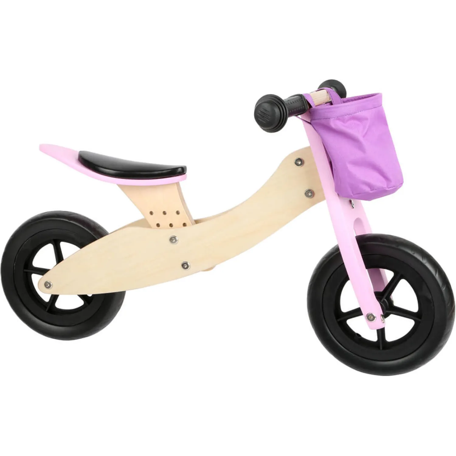 Small Foot - Houten Driewieler en Loopfiets 2in1 Maxi Roze Best