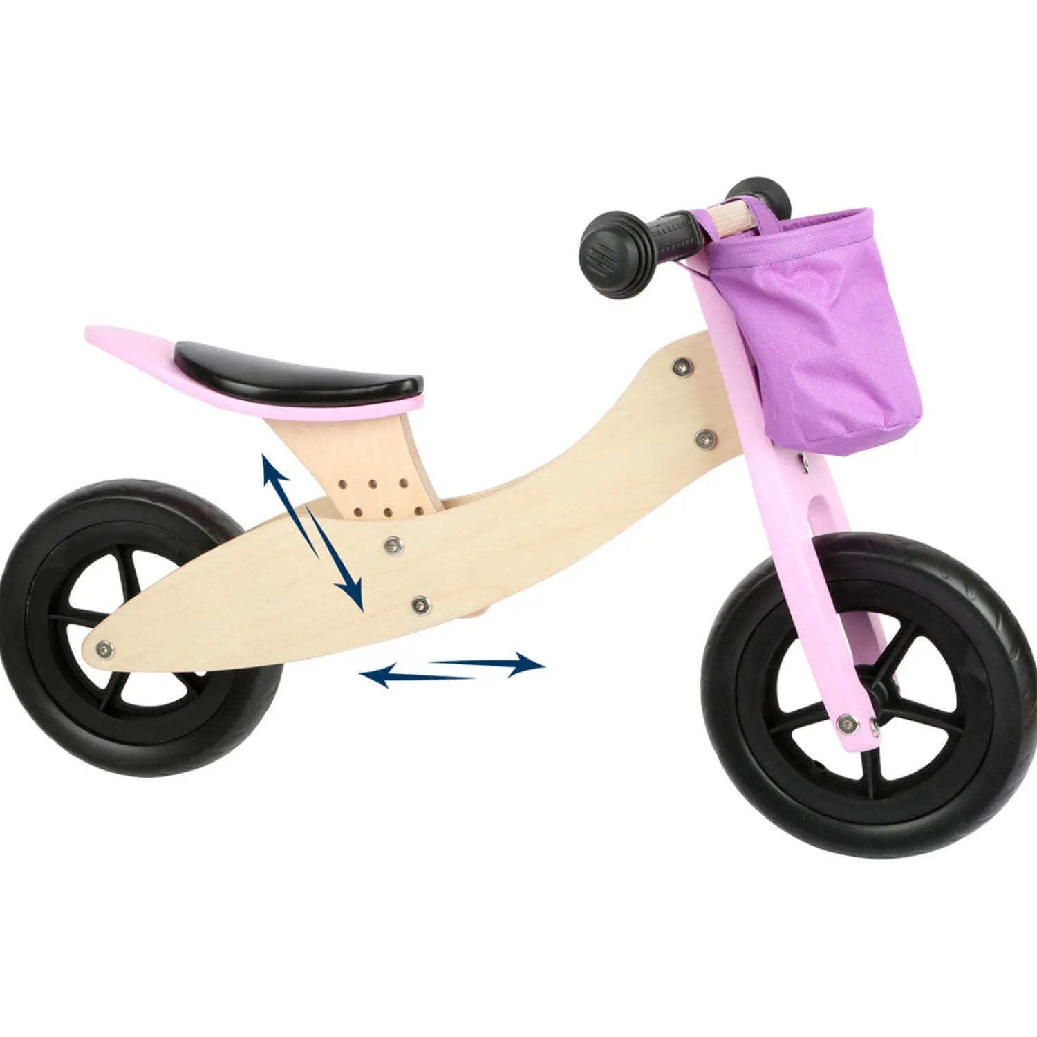 Small Foot - Houten Driewieler en Loopfiets 2in1 Maxi Roze Best