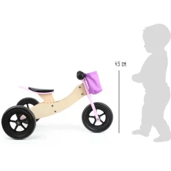 Small Foot - Houten Driewieler en Loopfiets 2in1 Maxi Roze Best