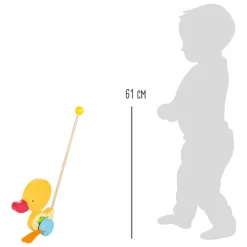 - Houten Duwfiguur Eend Tina met Stok-Small Foot Hot