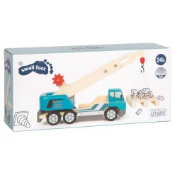 Small Foot -  Houten Kraanwagen Blauw met Pallet Online