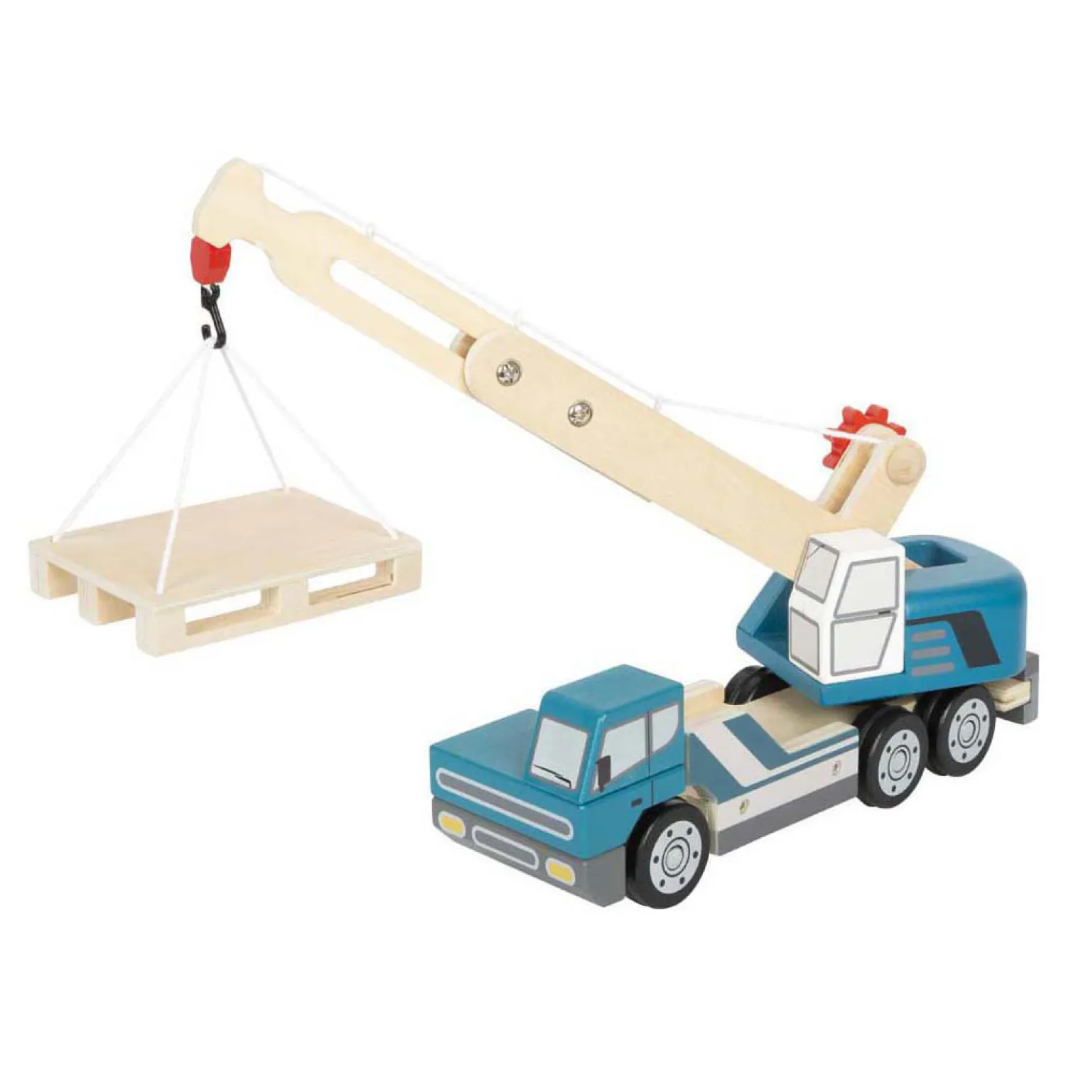 Small Foot - Houten Kraanwagen Blauw met Pallet Online