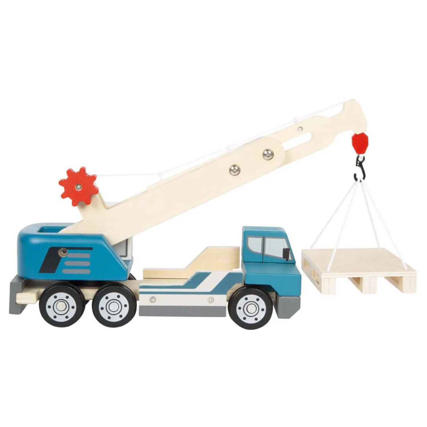 Small Foot - Houten Kraanwagen Blauw met Pallet Online