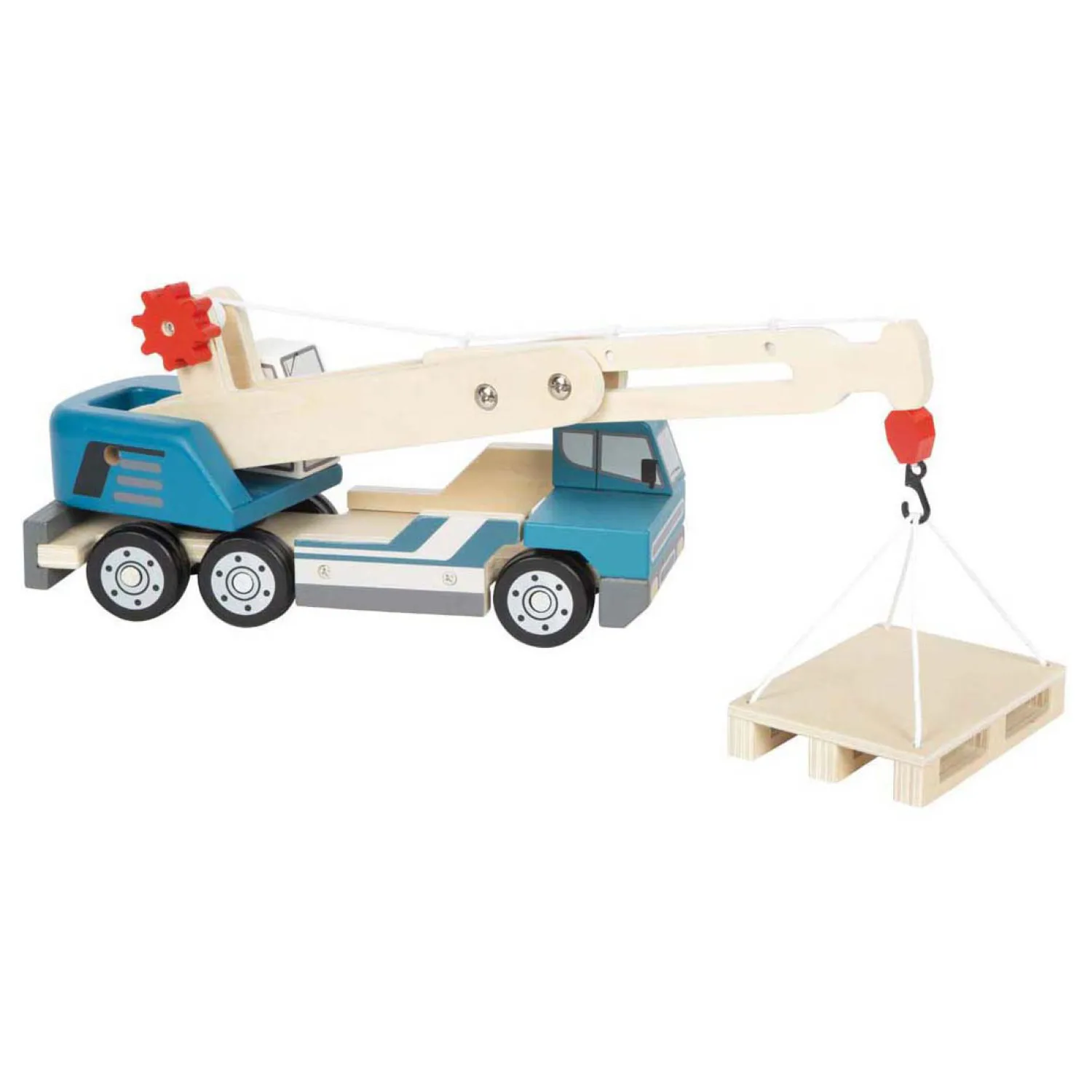 Small Foot - Houten Kraanwagen Blauw met Pallet Online