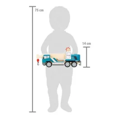 Small Foot - Houten Kraanwagen Blauw met Pallet Online