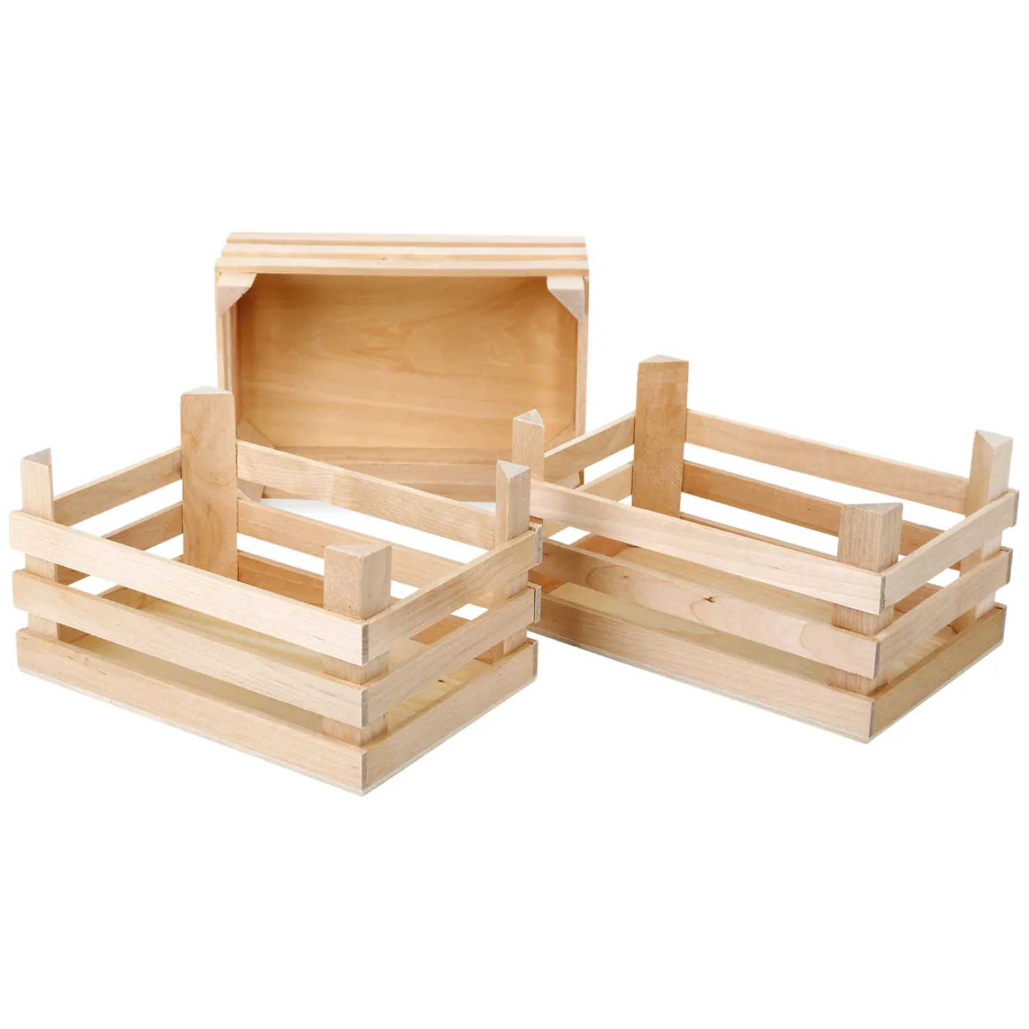 Small Foot - Houten Kratjes Groot 18x12x9,5cm, Set van 3 Best